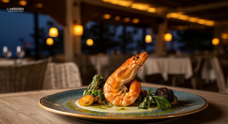 Bodrum'da fine dining restoranında şık masa düzeni
