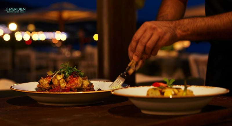 Bodrum'da Le Meridien restoranında gurme yemekler
