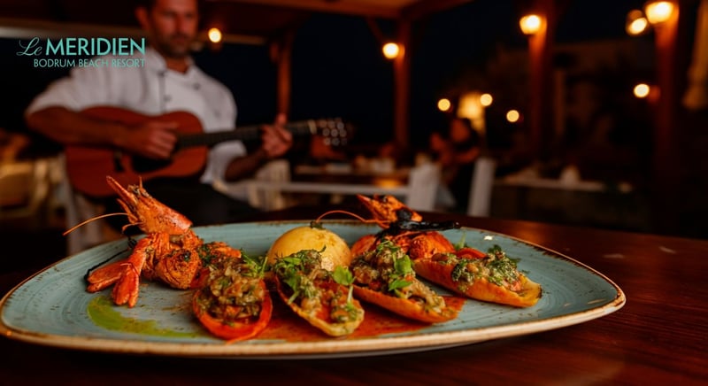 Bodrum'da romantik akşam yemeği deniz manzarası