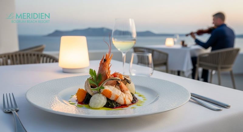 Deniz manzaralı lüks restoran, akşam yemeği