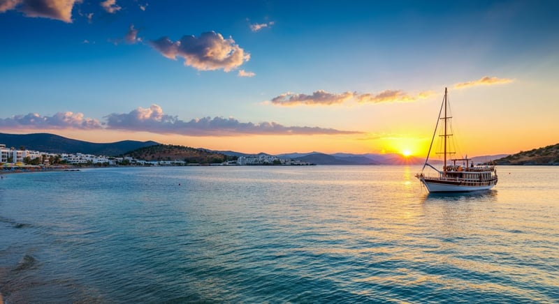 Stunning Bodrum coastline with turquoise waters and historic architecture