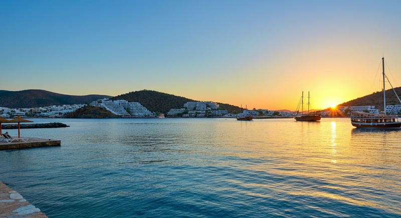 Scenic view of Bodrum's coastline and historic castle