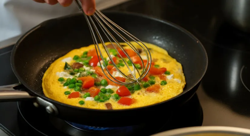Fluffy vegetable omelet preparation